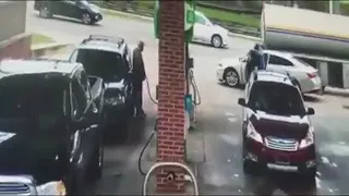 Carjacking at gas station caught on camera