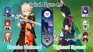 C0 Kazuha National & C1 Tighnari Spread - Spiral Abyss 4.0 - Floor 12 9 star Genshin Impact