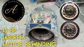 how to rewind electric motor|| 3phase15hp 1450rpm#youtube #electric #rewinding #subscribe