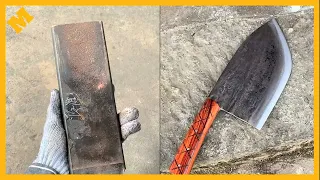 Forging a knife to make tuna from old steel tweezers - Manual forging according to the ancient Chine