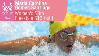 Maria Santiago Wins Gold and PR | Women's 50m Freestyle S13 Final |Swimming | Tokyo 2020 Paralympics