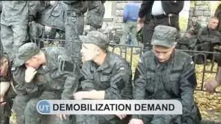 Ukrainian Guardsmen Rally: National Guard troops stage a rally to demand demobilisation