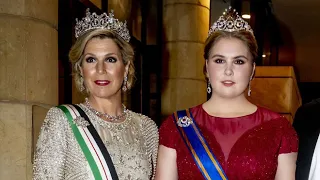 Amalia, Máxima and Willem-Alexander to the wedding party of Crown Prince Jordan