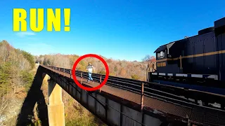 Drone caught TRESPASSER on the Tallest Train bridge in Tennessee