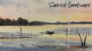 아침 노을 풍경 수채화로 그리기(David Howell 그림 참고하여 그렸어요)/Watercolor Landscape