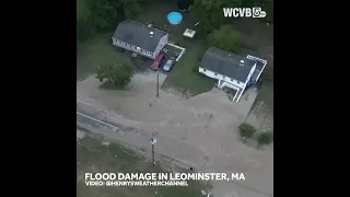 Drone view over Leominster storm damage