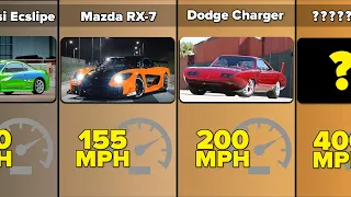 Speed Comparison of Cars from Fast & Furious | Car Comparison