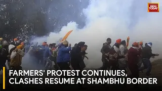 Day Two Of Farmers' Protest: Tear Gas Fired At Shambhu Border | India Today News