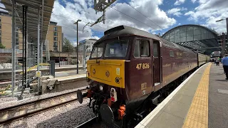 West Coast Railways 47826 drags The Capital Deltic Reprise railtous and 55009 into Kings Cross