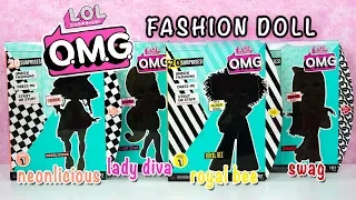 FULL SET LOL OMG Fashion Dolls ~ Lady Diva, Swag, Neonlicious, and Royal Bee LOL Surprise Unboxing 4