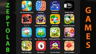 Cut the Rope Magic,Experiments,Time Travel,Cut the Rope 2 OmNom,King of Thieves,C.A.T.S.,Bullet Echo