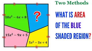 Can you find the area of the Blue shaded region? | (Four quadrilaterals in a squares) | #math #maths