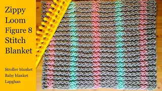 Zippy Loom Double Knit Figure 8 Stitch Striped Blanket | Baby / Stroller / Lapghan