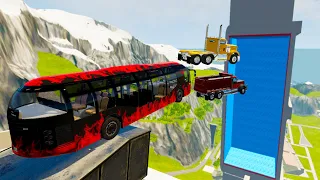 Heavy Vehicles High Speed Jumps In Vertical Pool (Crash Test)- BeamNG.drive High Speed Jumps In Pool