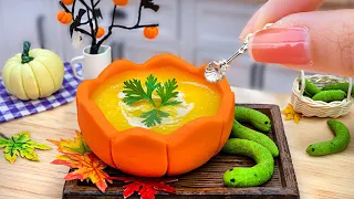 Easy and Quick Halloween Pumpkin Soup Recipe for Family 🎃 Mini Yummy Most Satisfying ASMR Cooking