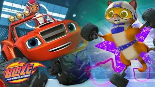 Monster Truck Blaze Jumps Cars With Stunt Kitty! | Blaze and the Monster Machines