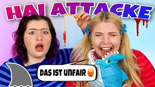 Ein HAI bestimmt unser MAKEUP 🦈😰 Wer wird öfter gebissen? 😳