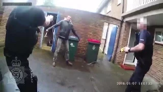 Sussex Police Officers Attacked By Man With Hammer In Crawley - [Body Worn Video]