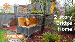 Bridge container home has cantilevered bedroom, 2 roof decks