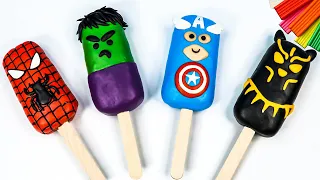 Ice Cream mix Superheroes Marvel with clay 🧟 Hulk, Captain America, Spiderman, Black Panther