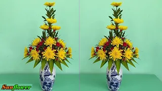 Cắm Bình Hoa Cúc Và Hoa Cẩm Chướng || Cắm Hoa Bàn Thờ Đơn Giản