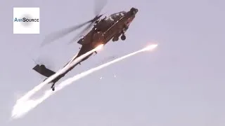 AH-64 Apache Helicopter Deploying Flares Over Afghanistan