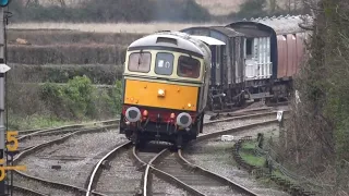 West Somerset Railway Williton 20 Jan 2024. Class 33 Crompton Preparations for Track Clearing