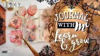 ASMR 🌷Aesthetic Journaling Vintage Fashion Collage Scrapbooking | Journal With Me Relaxing ✨