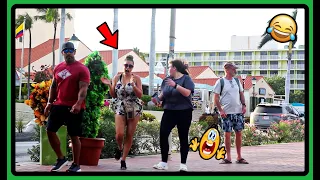 She run away & scream so loud😂 | Bushman prank in Aruba | Bonus prank*