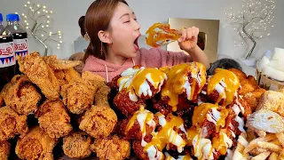 ASMR 소스폭포 양념치킨 후라이드치킨 리얼먹방 :) seasoned spicy chicken, Fried chicken MUKBANG