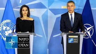 NATO Secretary General with UNHCR Special Envoy Angelina Jolie, 31 JAN 2018