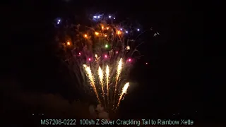 MS7208-0222 - 100shot Z Silver Crackling Tail to Rainbow Xette (18sec)