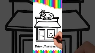 How to draw Salon Hairdresser shop easy drawing #shorts