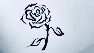 Easy Tribal Rose with Black Pen🌹 | How to draw tribal rose