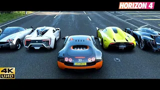 FH4 ULTIMATE DRAG RACE! VENENO, M600, ZONDA, SPEEDTAIL, VEYRON, REGERA, VENOM GT, AGERA, LEGO