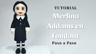 Cómo Hacer a Merlina Addams en Fondant versión cute // Wednesday Fondant Cake topper