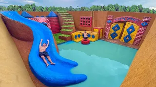 150 Days Build Underground Temple Tunnel House and Water Slide Swimming Pool