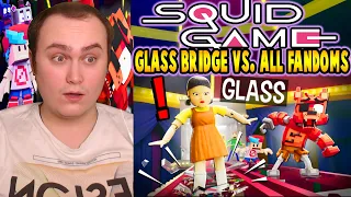 SQUID GAME GLASS BRIDGE vs. Friday Night Funkin', Among Us, FNAF, Baldi, and Bendy! | Reaction