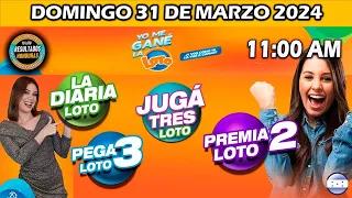 Sorteo 11 AM Resultado Loto Honduras, La Diaria, Pega 3, Premia 2, DOMINGO 31 de marzo 2024