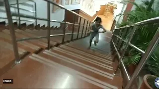 MOST STAIR STEPS RUN WHILE MOVING HULA HOOP