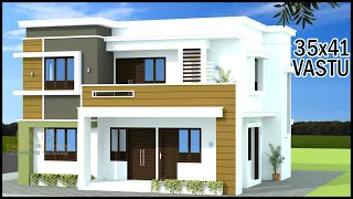 35'-0"x41'-0" 5 Room 3D House Plan | Latest Villa Design | Gopal Architecture