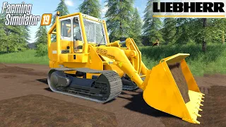 Farming Simulator 19 - LIEBHERR 622 Crawler Loader Pushing The Dirt On Road Construction