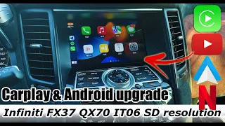 Infiniti QX70 FX37 FX35 wireless carplay android auto screen upgrade from IT06 400x240 to 1024x600