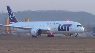 PLL LOT Boeing 787-9 Dreamliner SP-LSD take off from Krakow Airport