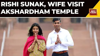 G20 Summit: UK PM Rishi Sunak, Wife Akshata Murthy Visit Delhi's Akshardham Temple, Seek Blessings