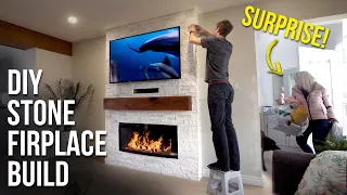 Stone Fireplace TV Wall - Full Build
