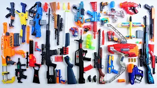 Collecting 7 Sniper Guns and AK47 Gun Nerf Mega Thunderbow M16 Gun Assault Rifle UZI Blaster Gun