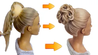 1 Pretty Bun Hairstyles For long Hair.  Hair transformation