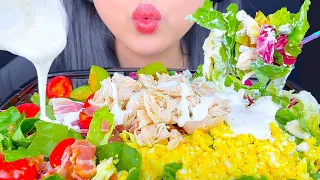 ASMR BEST COBB SALAD OF CHICKEN, BACON, EGGS & RANCH MUKBANG (CRUNCHY EATING SOUNDS) ASMR Phan