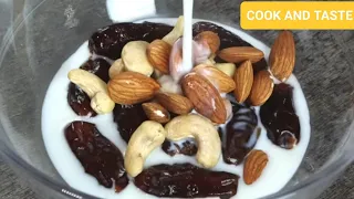 Add milk into dates and nuts, you will be surprised with result!!